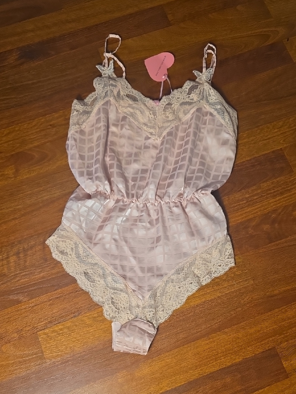 Sugar Thrillz Pink Satin Lace-Trim Chemise Romper